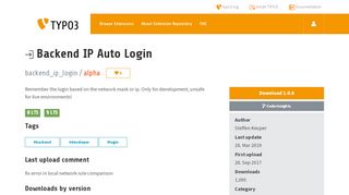
                            3. Backend IP Auto Login (backend_ip_login) - TYPO3