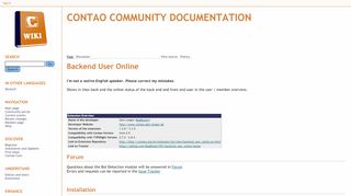 
                            1. Backend User Online - Contao Community Documentation