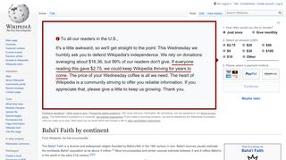 
                            5. Bahá'í Faith by continent - Wikipedia