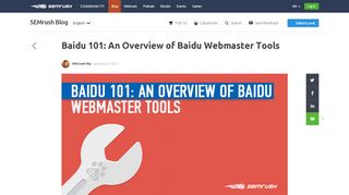 
                            9. Baidu 101: An Overview of Baidu Webmaster Tools - SEMrush