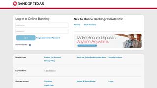 
                            1. Bank of Texas - Online Banking