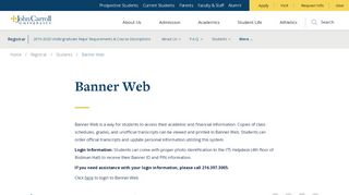 
                            2. Banner Web – Office of the Registrar - John Carroll University