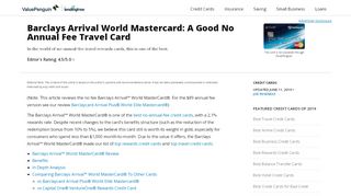 
                            8. Barclaycard Arrival World Mastercard: A Good No Fee Travel ...