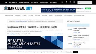 
                            6. Barclaycard JetBlue Plus Card 50,000 Bonus Points