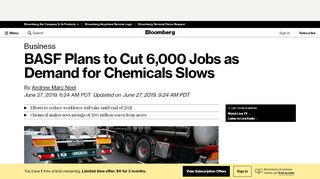 
                            1. BASF Plans to Cut 6,000 Jobs as Demand for Chemicals Slows ...