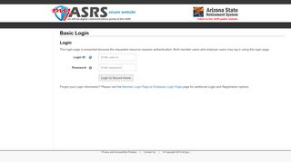 
                            2. Basic Login - myASRS | Arizona State Retirement System