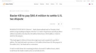 
                            9. Basler KB to pay $60.4 million to settle U.S. tax dispute - Reuters