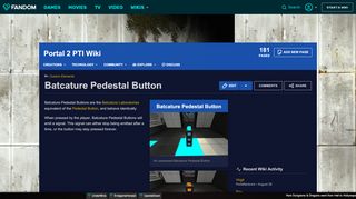 
                            2. Batcature Pedestal Button | Portal 2 PTI Wiki | FANDOM powered by ...