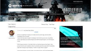 
                            8. Battlefield Bad Company 2 ''Unable to log in'' - Answer HQ