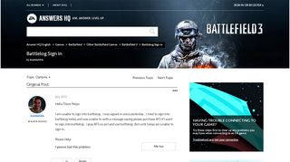 
                            1. Battlelog Sign in - Answer HQ - Electronic Arts