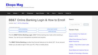 
                            8. BB&T Online Banking Login 2019 & How to Enroll - Ekopa Mag