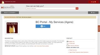 
                            4. BC Portal - My Services (Agora) - Service Catalog - Boston College