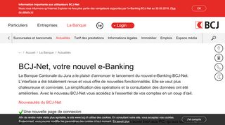 
                            6. BCJ-Net, votre nouveau e-Banking - Banque Cantonale du Jura