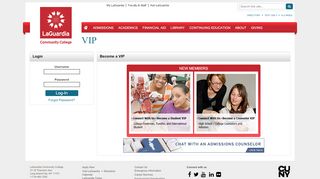 
                            1. Become a LaGuardia VIP (Login Page)