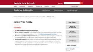 
                            5. Before You Apply - Valdosta State University