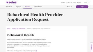 
                            4. Behavioral Health Provider Application | Aetna