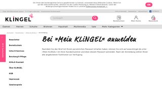 
                            1. Bei »Mein KLiNGEL« anmelden - Versandhaus KLINGEL