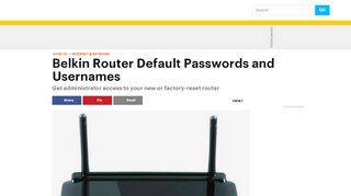 
                            10. Belkin Router Default Passwords and Usernames - Lifewire