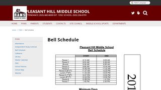 
                            9. Bell Schedule - Pleasant Hill Middle School