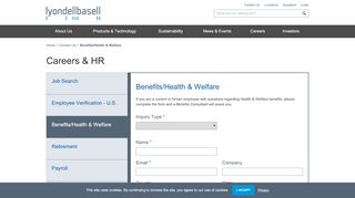 
                            7. Benefits/Health & Welfare | LyondellBasell