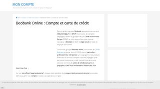 
                            6. BEOBANK Be : Gérer mon compte et ma carte de crédit Online