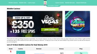 
                            4. 🥇Best Mobile Casinos - 10 Top Online Real Money Phone Sites List