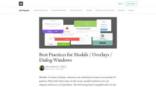 
                            2. Best Practices for Modals / Overlays / Dialog Windows - UX Planet