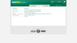 
                            1. bet365 Affiliates - Information - My Account