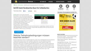 
                            6. Bet365 bietet Kombiwetten Boost für Fußballwetten ...