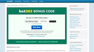 
                            10. Bet365 Bonus Code - Sign Up Promo Codes for July 2017 - AceOdds