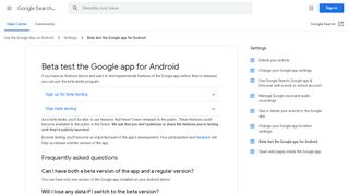 
                            2. Beta test the Google app for Android - Google Search Help