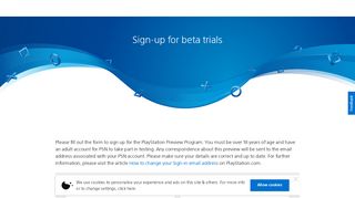 
                            2. Beta Trial sign-up - PlayStation