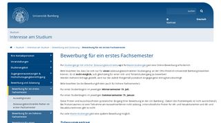 
                            3. Bewerbung für ein erstes Fachsemester - Uni Bamberg