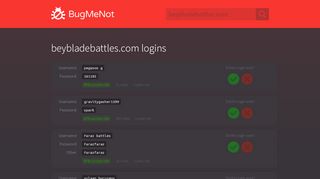 
                            6. beybladebattles.com passwords - BugMeNot