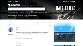 
                            6. BF3 Installation - interner Fehler DirectX Setup - …