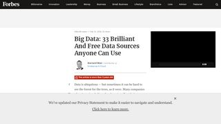 
                            4. Big Data: 33 Brilliant And Free Data Sources Anyone Can Use - Forbes