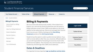 
                            1. Billing & Payments - Case Western Reserve University