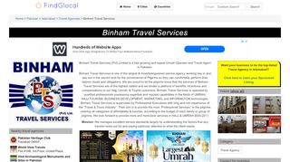 
                            8. Binham Travel Services, Office # 08, Ground Floor, Twin ...