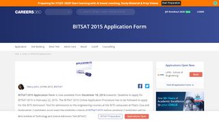 
                            3. BITSAT 2015 Application Form - Apply Now - Careers360