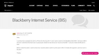 
                            4. Blackberry Internet Service (BIS) | T-Mobile Support