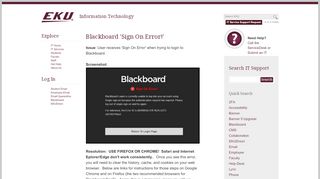 
                            7. Blackboard 'Sign On Error!' | Information Technology