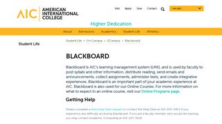 
                            3. Blackboard | Student Life | AIC - American International College