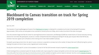 
                            4. Blackboard to Canvas transition on track for Spring 2019 ...