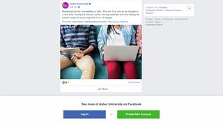 
                            4. Blackboard will be unavailable on 29th,... - Aston University | Facebook