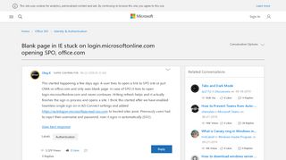 
                            8. Blank page in IE stuck on login.microsoftonline.com ...