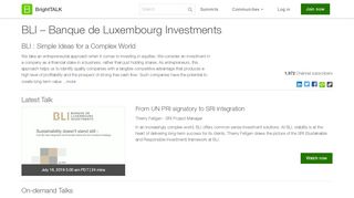 
                            9. BLI - Banque de Luxembourg Investments - BrightTALK
