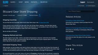 
                            7. Blizzard Gear Store Shipping - Blizzard Support - Blizzard Entertainment