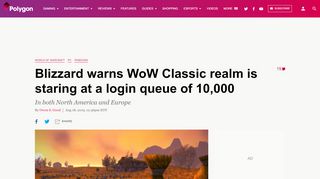 
                            3. Blizzard warns WoW Classic realm is staring at a login queue of ...