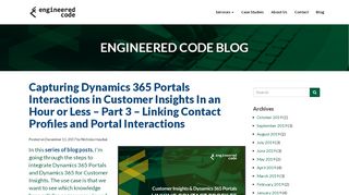 
                            7. Blog - Capturing Dynamics 365 Portals ... - Engineered Code