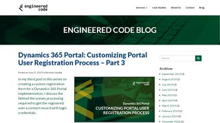 
                            7. Blog - Dynamics 365 Portal: Customizing Portal ... - Engineered Code